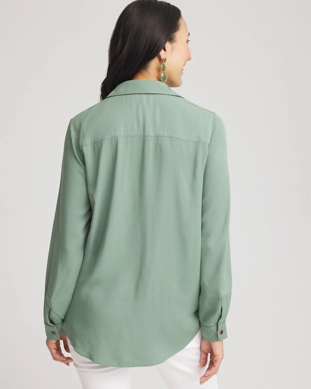Silk Blend Tie-Front Pullover Top - image 3